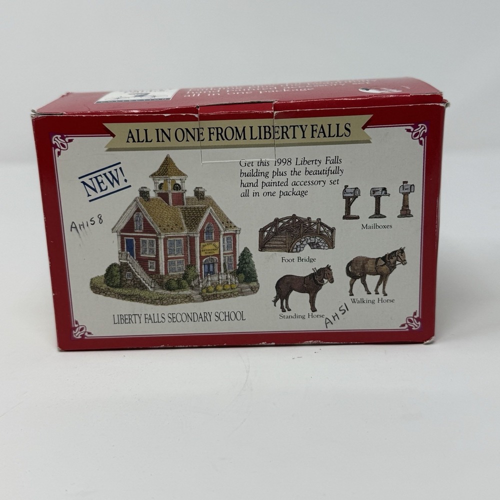 Vintage 1998 All in One Liberty Falls SECONDARY SCHOOL w/Pewter Accessories